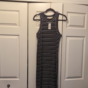 LOFT Navy Striped Maxi Dress
